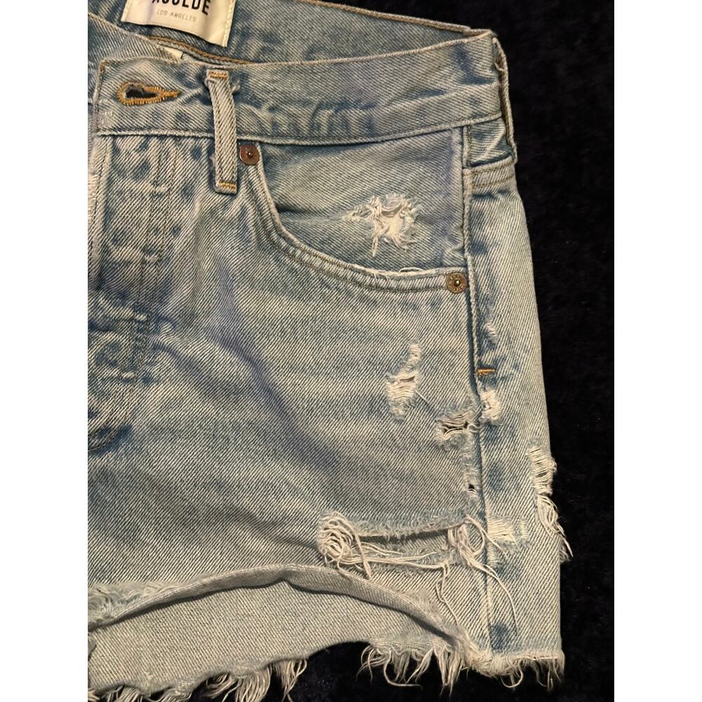 Agolde Parker Vintage Frayed-Hem button fly distressed Denim Shorts size 24 - Picture 7 of 11